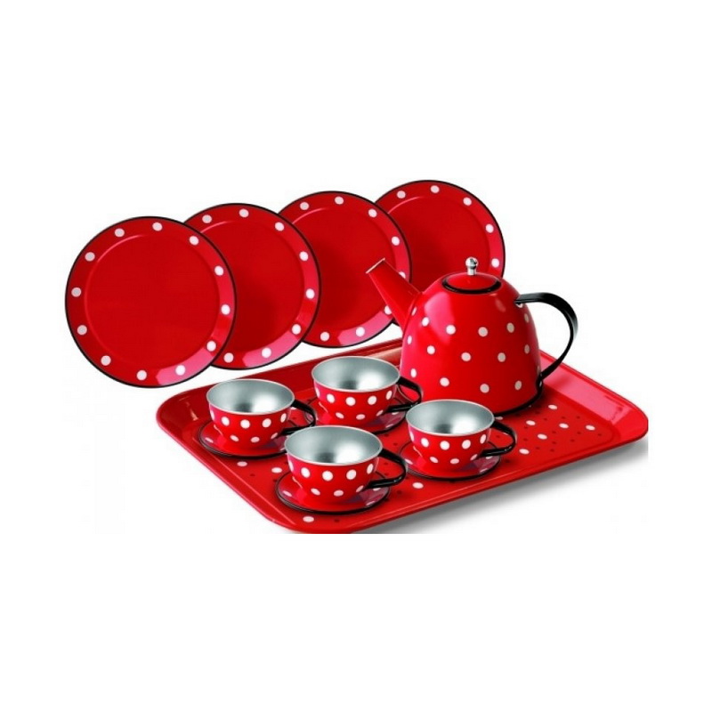 Купить красную посуду. Чайный набор посуды. Чайный сервиз в горошек. Посуда красная в белый горошек. Красная посуда.